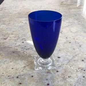 Cobalt Blue Glass Pedestal Goblet
